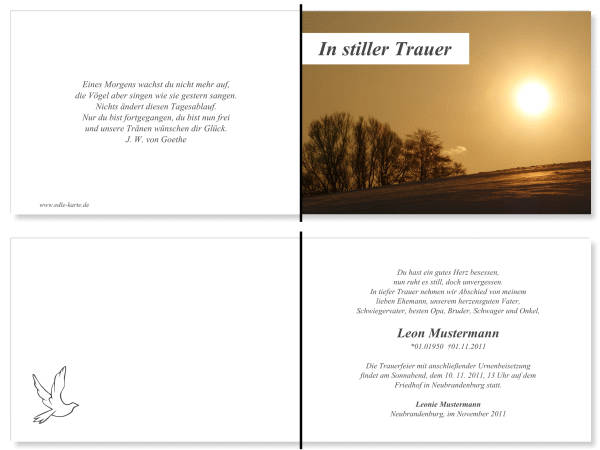  Danksagungskarten Trauer
