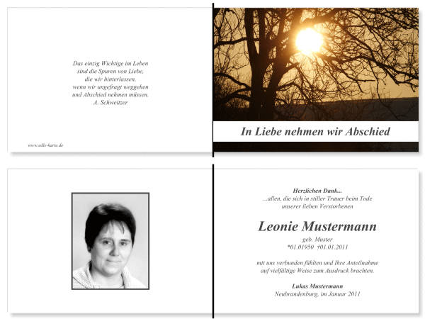  Danksagungskarten Trauer