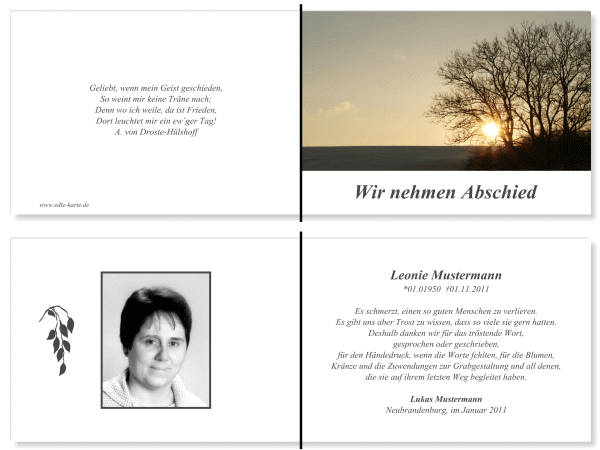  Danksagungskarten Trauer