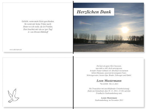  Danksagungskarten Trauer
