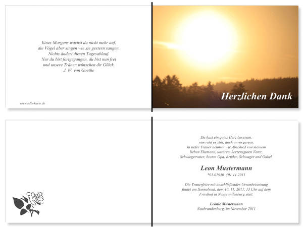  Danksagungskarten Trauer