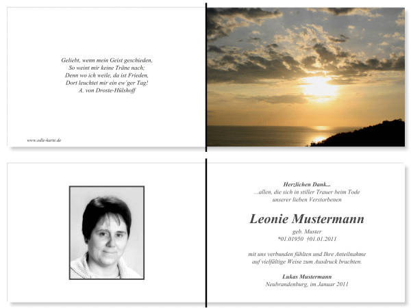  Danksagungskarten Trauer