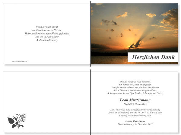  Danksagungskarten Trauer