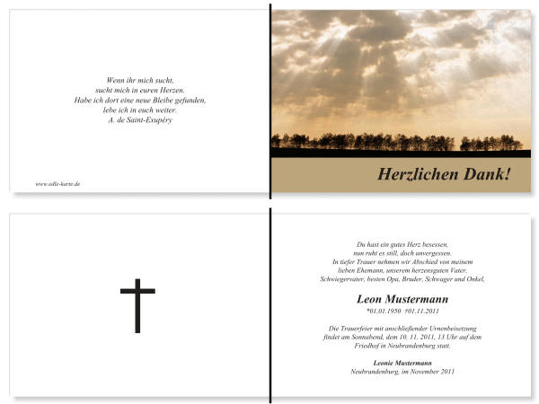  Danksagungskarten Trauer