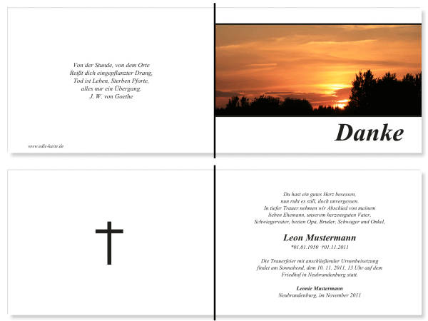  Danksagungskarten Trauer