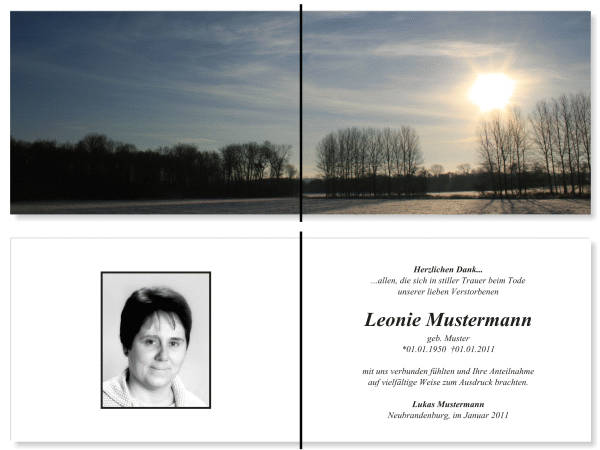  Danksagungskarten Trauer