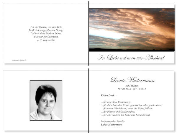  Danksagungskarten Trauer