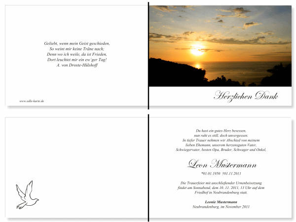  Danksagungskarten Trauer