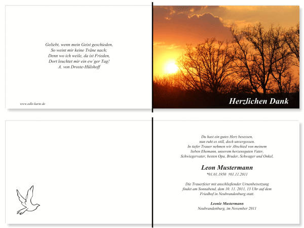  Danksagungskarten Trauer