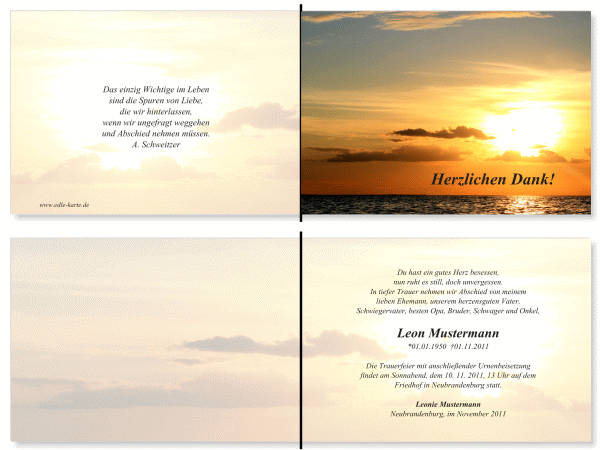  Danksagungskarten Trauer