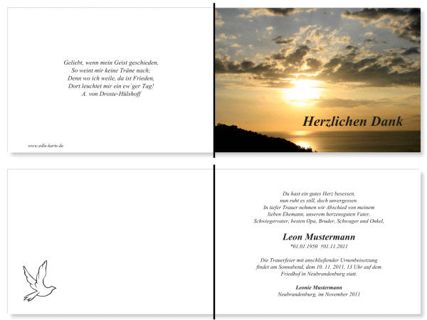  Danksagungskarten Trauer