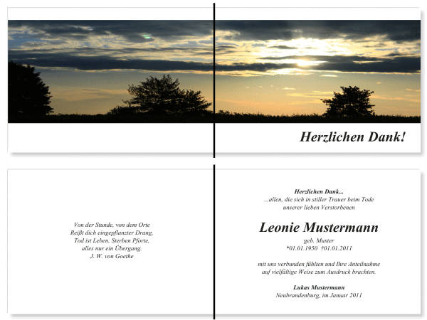  Danksagungskarten Trauer