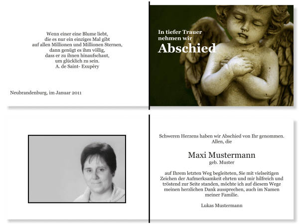  Danksagungskarten Trauer
