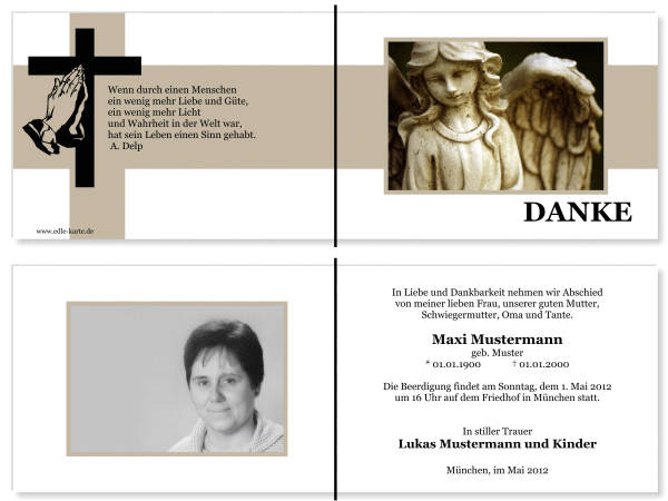  Danksagungskarten Trauer