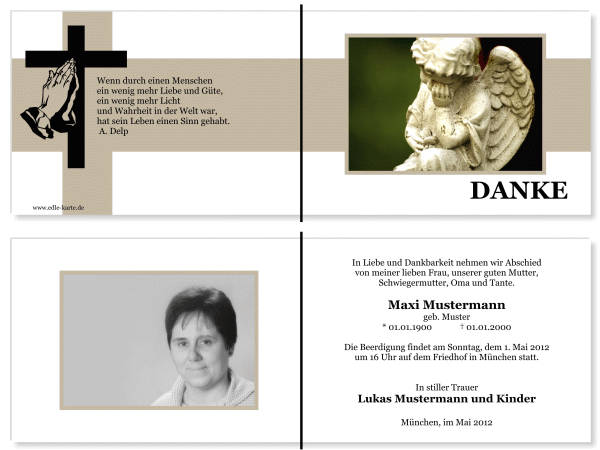  Danksagungskarten Trauer