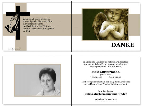  Danksagungskarten Trauer