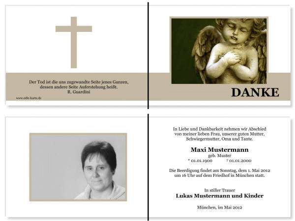  Danksagungskarten Trauer
