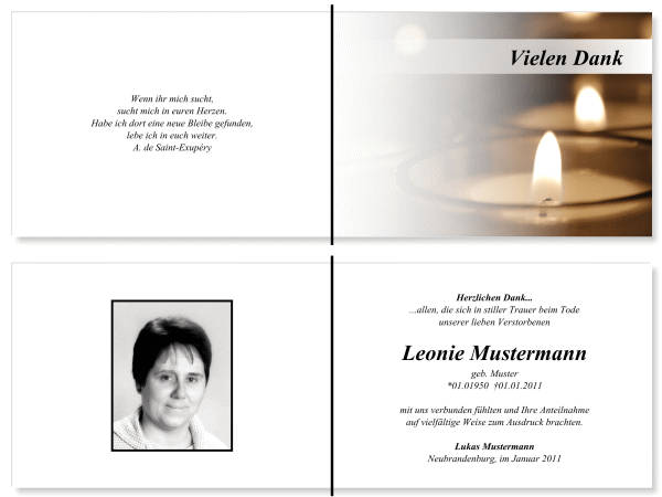  Danksagungskarten Trauer