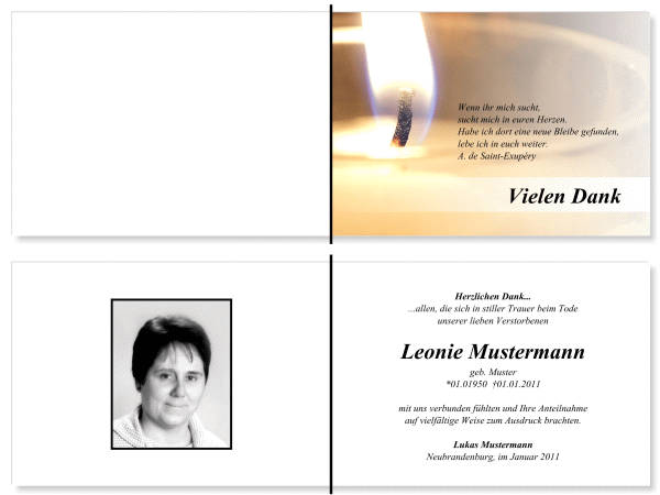 Danksagungskarten Trauer