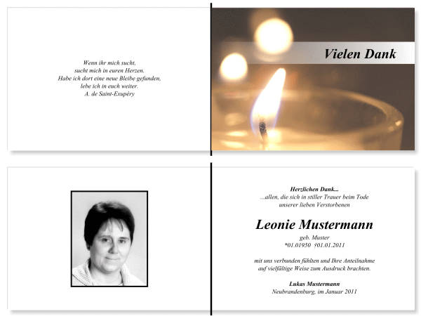  Danksagungskarten Trauer