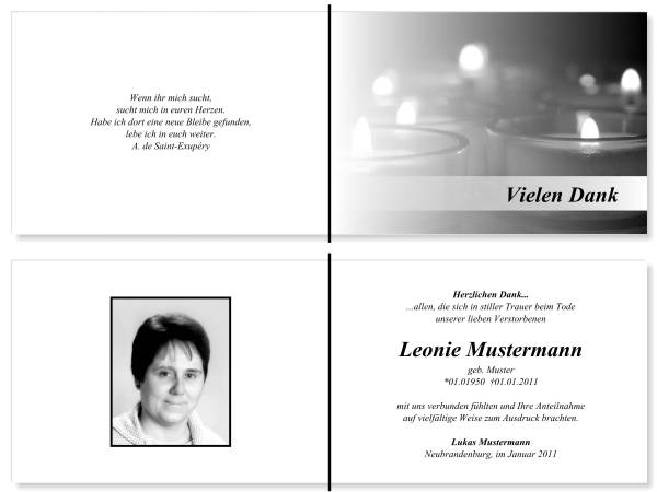  Danksagungskarten Trauer