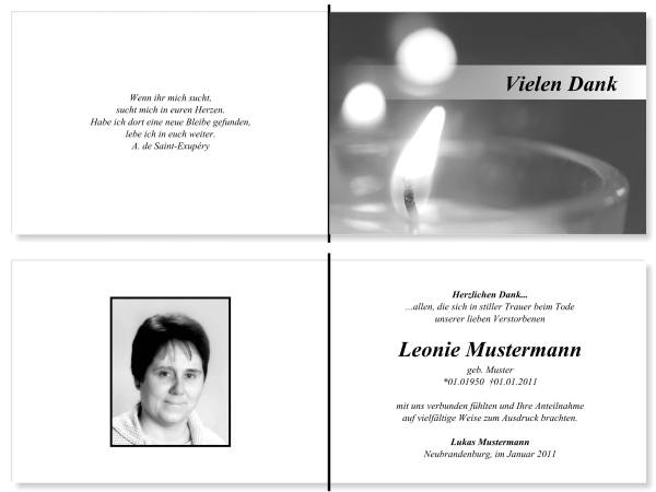  Danksagungskarten Trauer