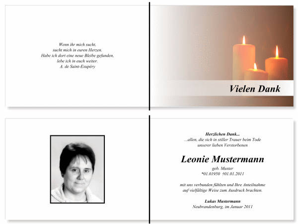  Danksagungskarten Trauer