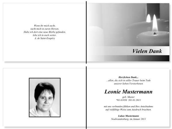  Danksagungskarten Trauer