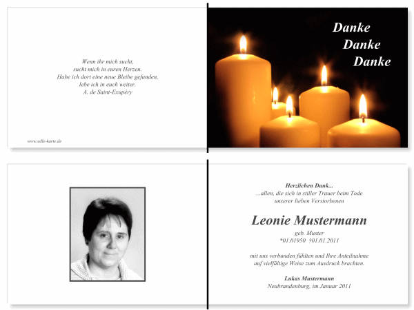 Danksagungskarten Trauer