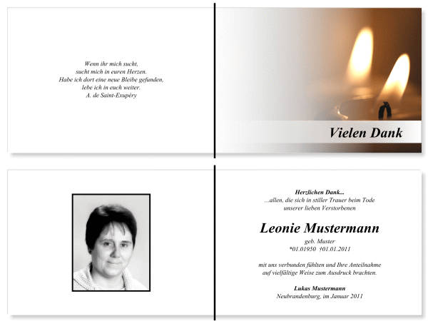  Danksagungskarten Trauer