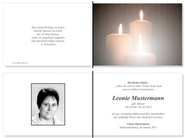  Danksagungskarten Trauer