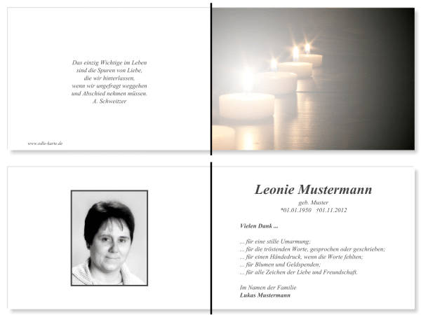  Danksagungskarten Trauer