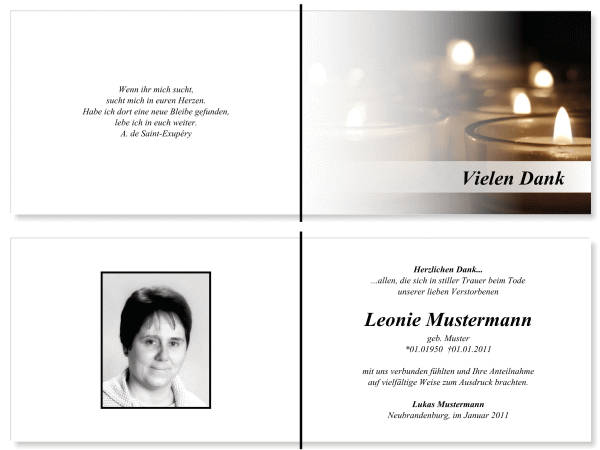  Danksagungskarten Trauer
