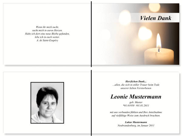  Danksagungskarten Trauer