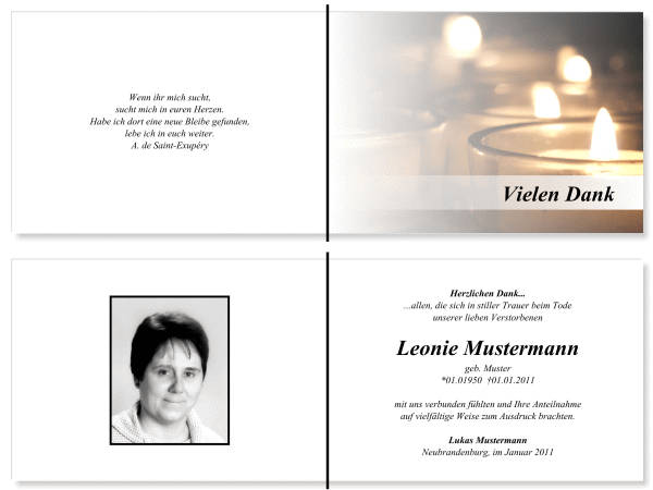  Danksagungskarten Trauer