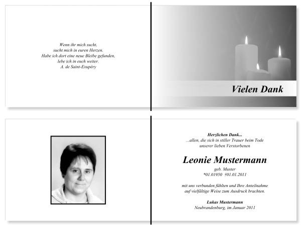 Danksagungskarten Trauer
