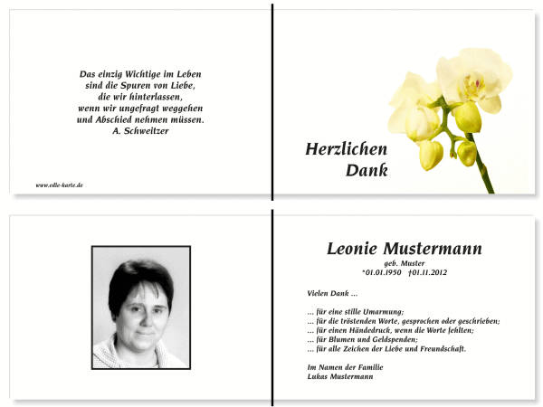  Danksagungskarten Trauer