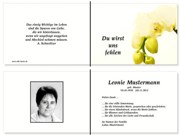  Danksagungskarten Trauer