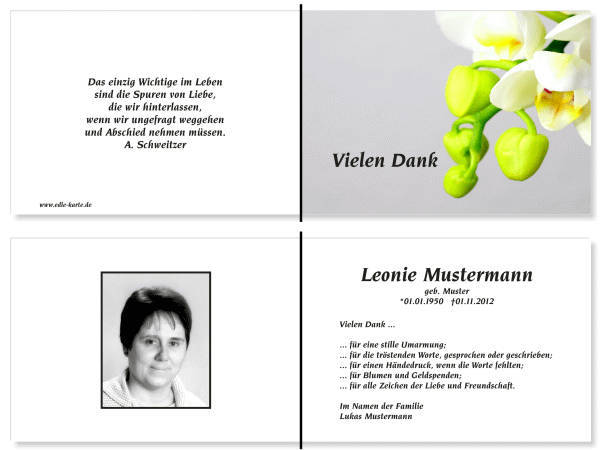  Danksagungskarten Trauer