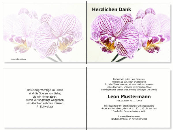  Danksagungskarten Trauer