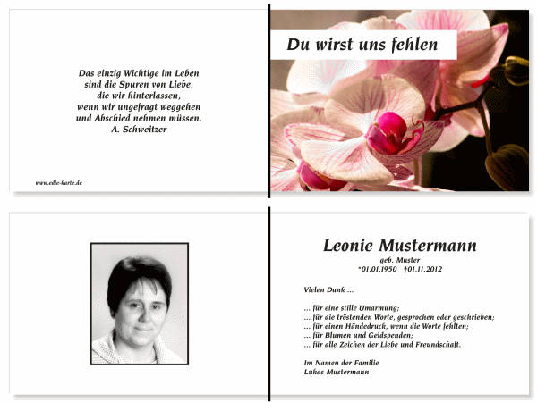 Danksagungskarten Trauer