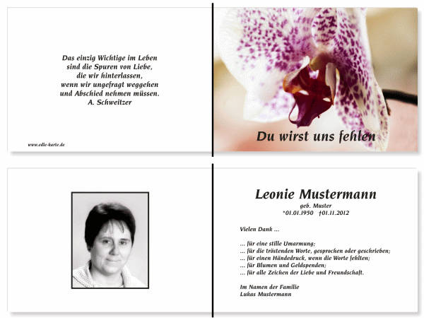  Danksagungskarten Trauer