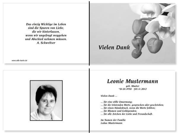  Danksagungskarten Trauer