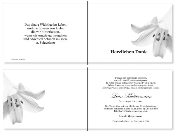  Danksagungskarten Trauer