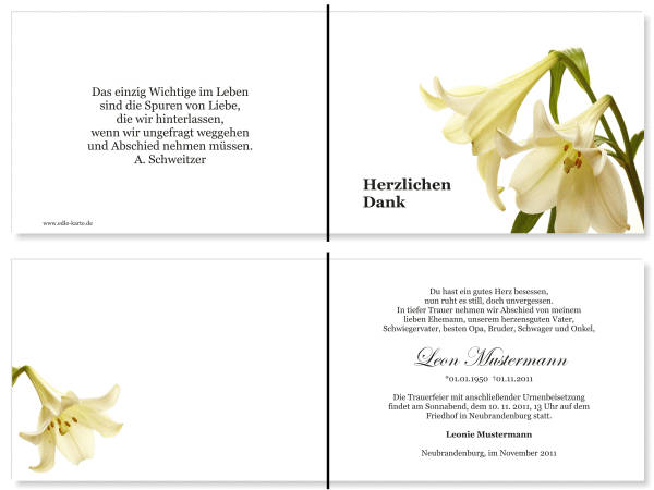  Danksagungskarten Trauer