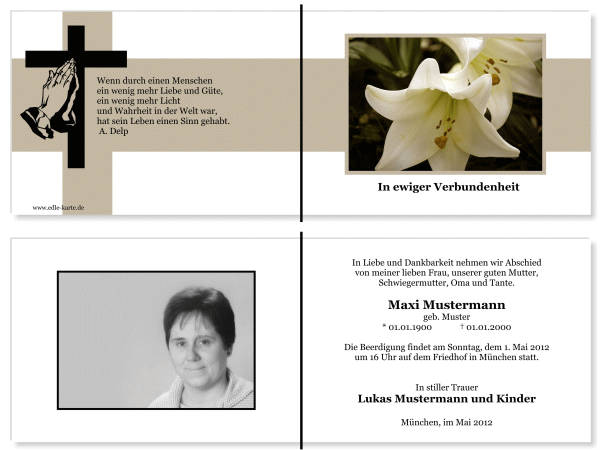  Danksagungskarten Trauer