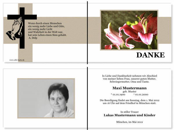  Danksagungskarten Trauer