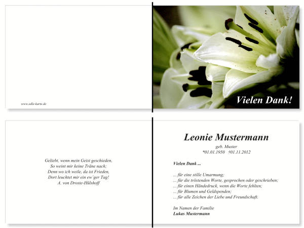  Danksagungskarten Trauer