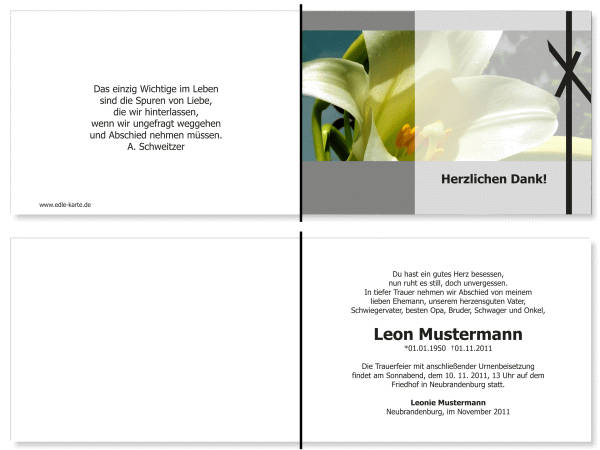  Danksagungskarten Trauer