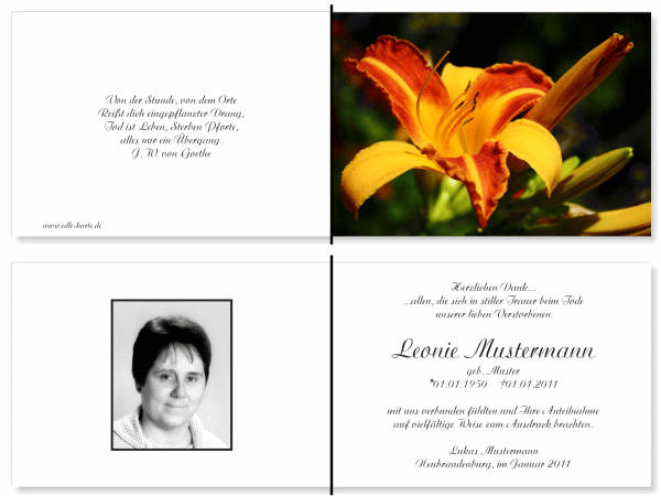  Danksagungskarten Trauer